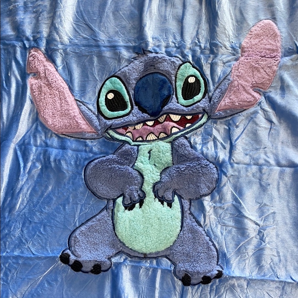 Blue Stitch Blanket super soft Minky on one side, Sherpa fleece on the other